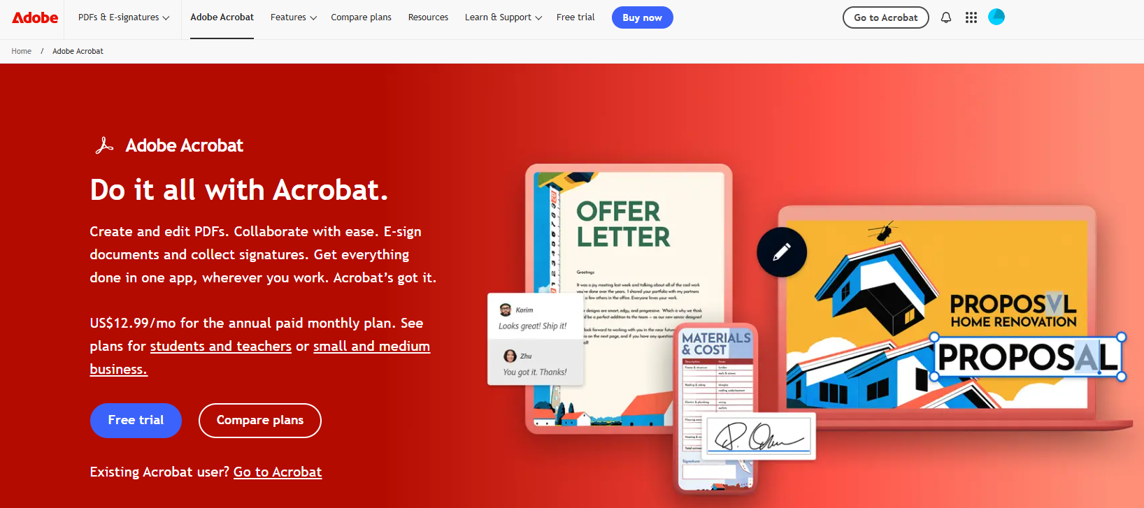 Adobe Acrobat has a slogan on its homepage: ‘Do it all with Acrobat’."