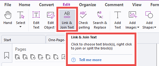 Foxit’s text formatting panel displays font settings, alignment options, and numerical input fields, alongside a vertical toolbar and document content.